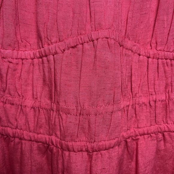 Sim & Sam Linen Blend Puff Sleeve Mini Dress Sundress Size Medium Hot Pink NWT - Picture 8 of 11